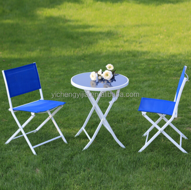 Wholesale Metal Garden Patio 3 Piece Outdoor Furniture Folding 1 Table 2 Chairs Bistro Sets