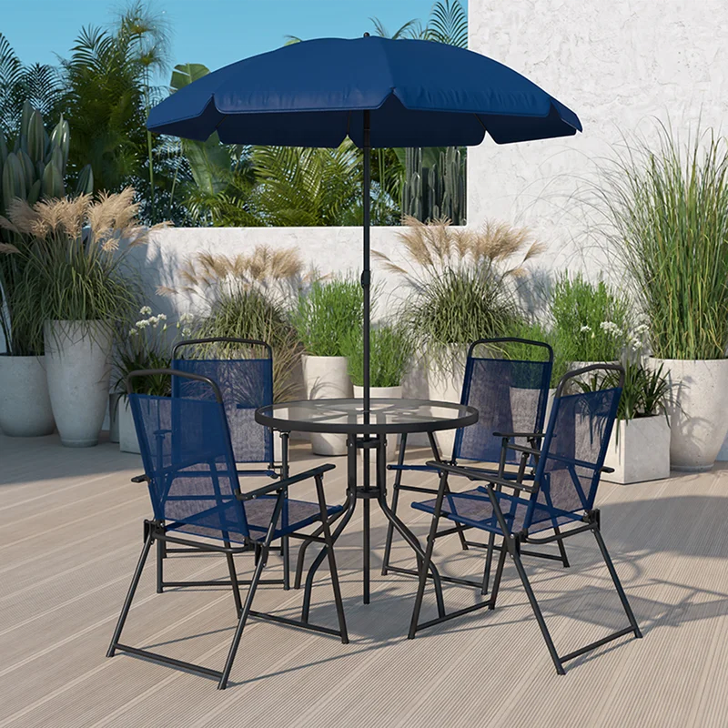 Outdoor Furniture Table Garden Set Contracted Dining Glass Black and Chair 4pcs Set Garden Furniture