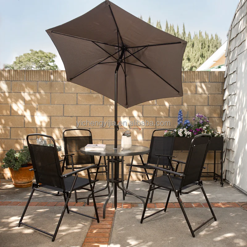 luxury garden outdoor coffee patio furniture 6 8 camping folding chair table Piece Folding Dining table Set