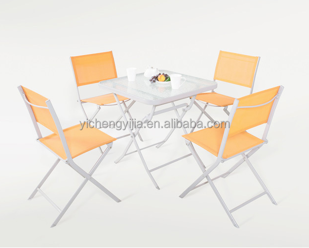 Wholesale Luxury One Table six Seater Dinning Set Folding Metal Patio Bistro Garden Furniture