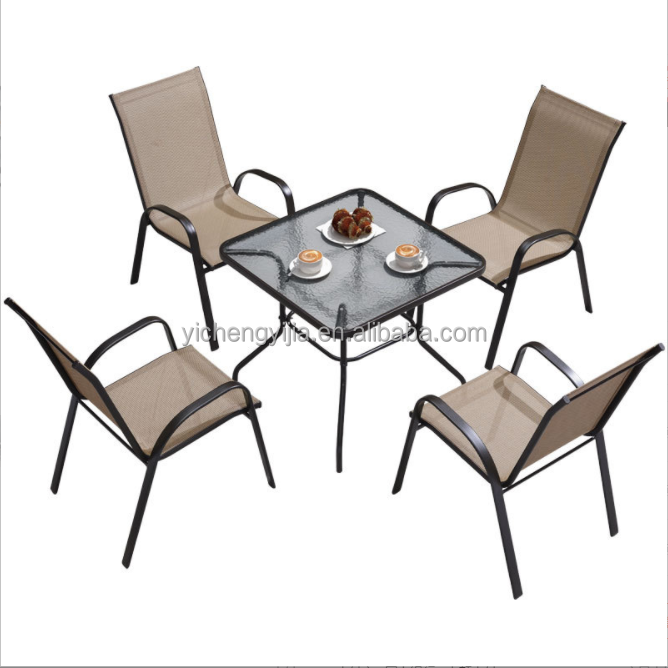 Economical Small Round Outdoor Sectional Sling Chairs Set With Dining table