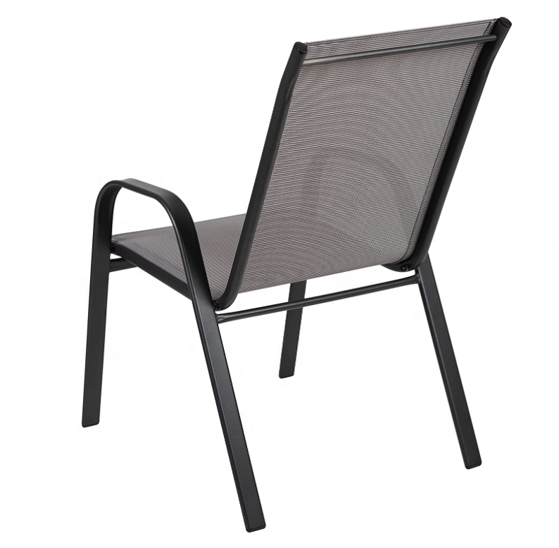 Garden Outdoor Dining Chairs Set of 2 Patio Bistro Chairs with Breathable Texlene Fabric and Metal Frame