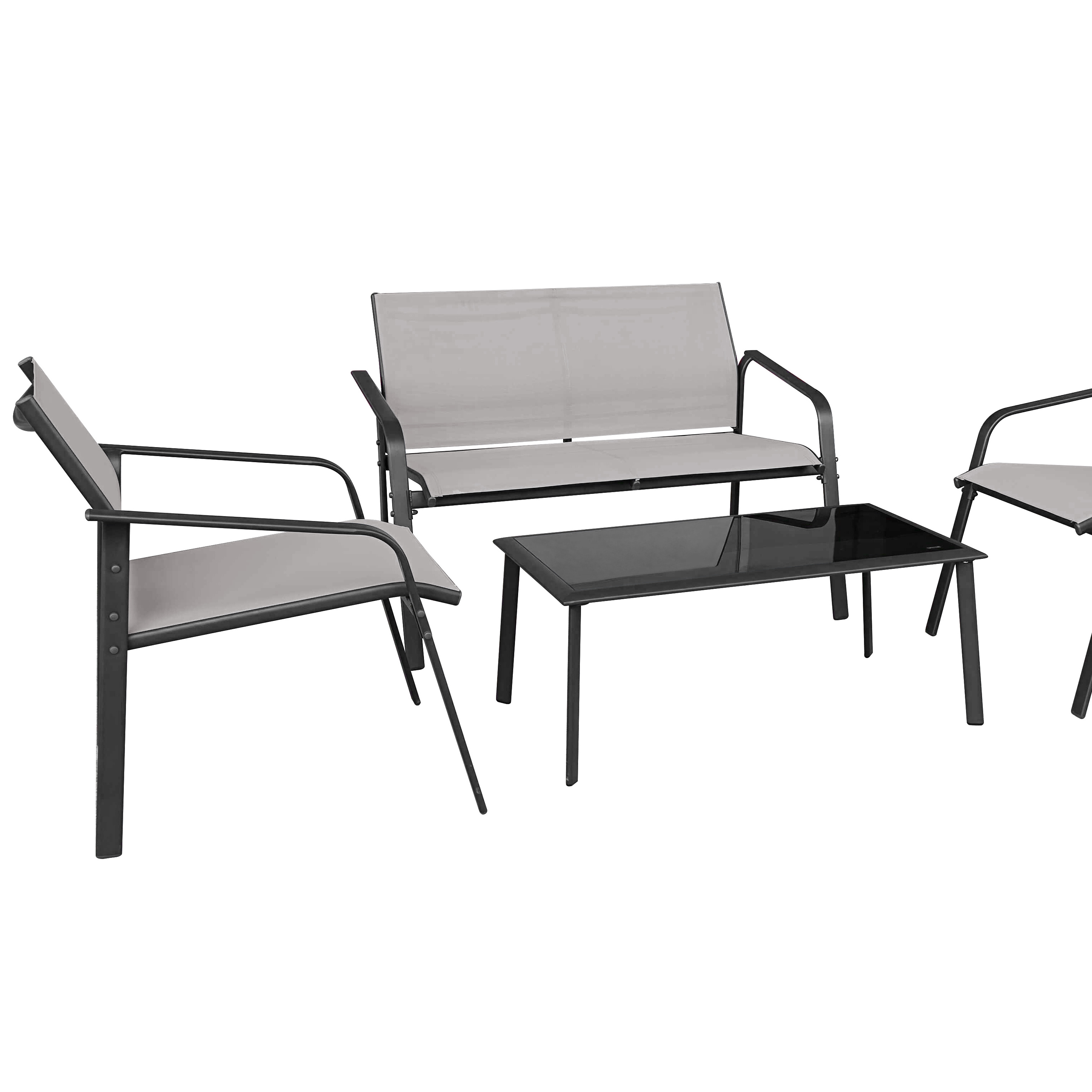 4 Piece Patio Outdoor Conversation Set Sling Furniture for Outdoor Garden Beach Garden Furniture Coversation Set 385 Sets Iron