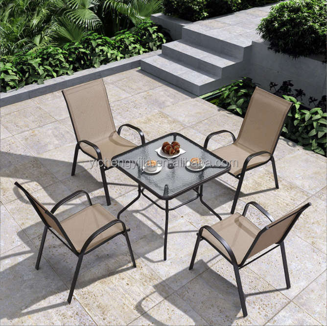 Economical Small Round Outdoor Sectional Sling Chairs Set With Dining table