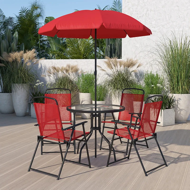 Outdoor Furniture Table Garden Set Contracted Dining Glass Black and Chair 4pcs Set Garden Furniture