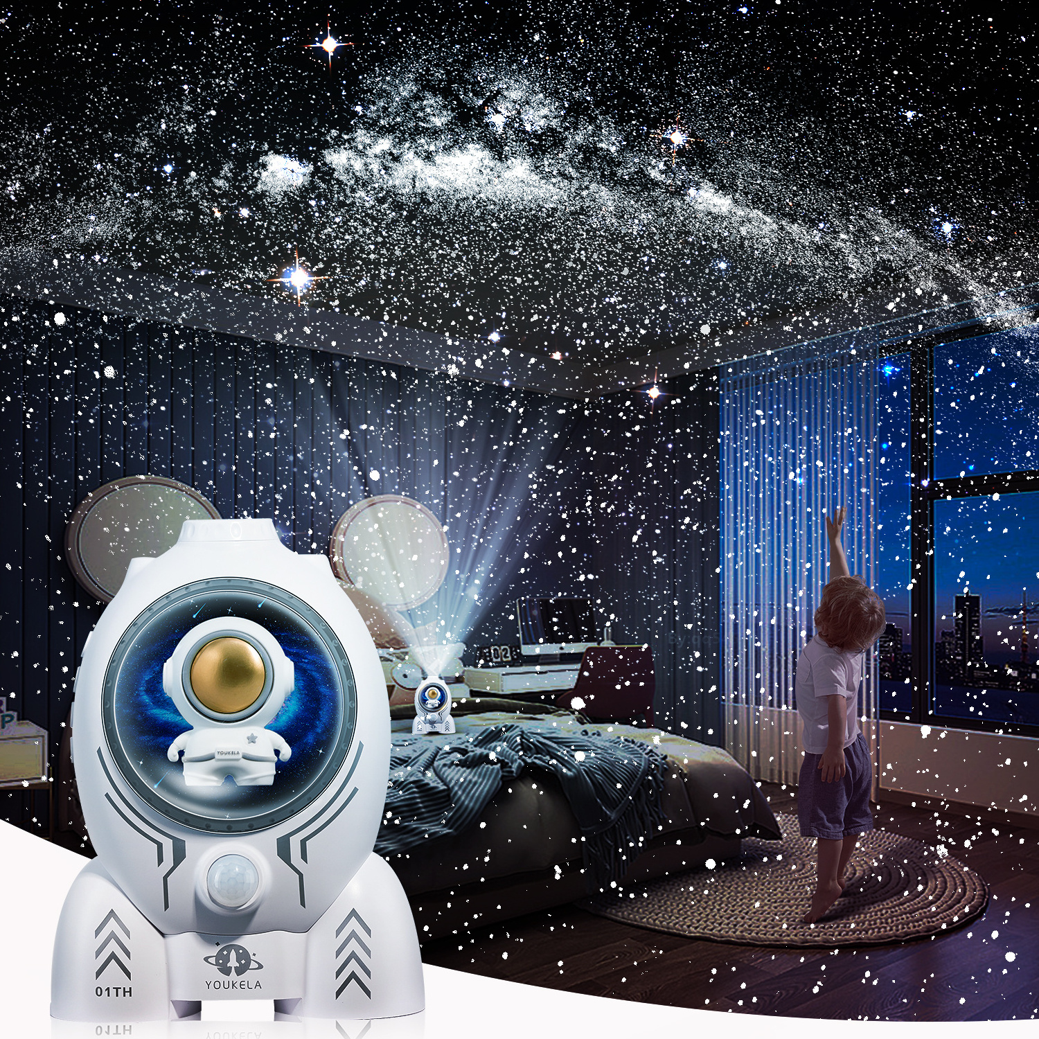 Galaxy Planetarium Projector Starry Sky Night Light for Kids Ceiling Room Decor with Star Projector LED Lamp