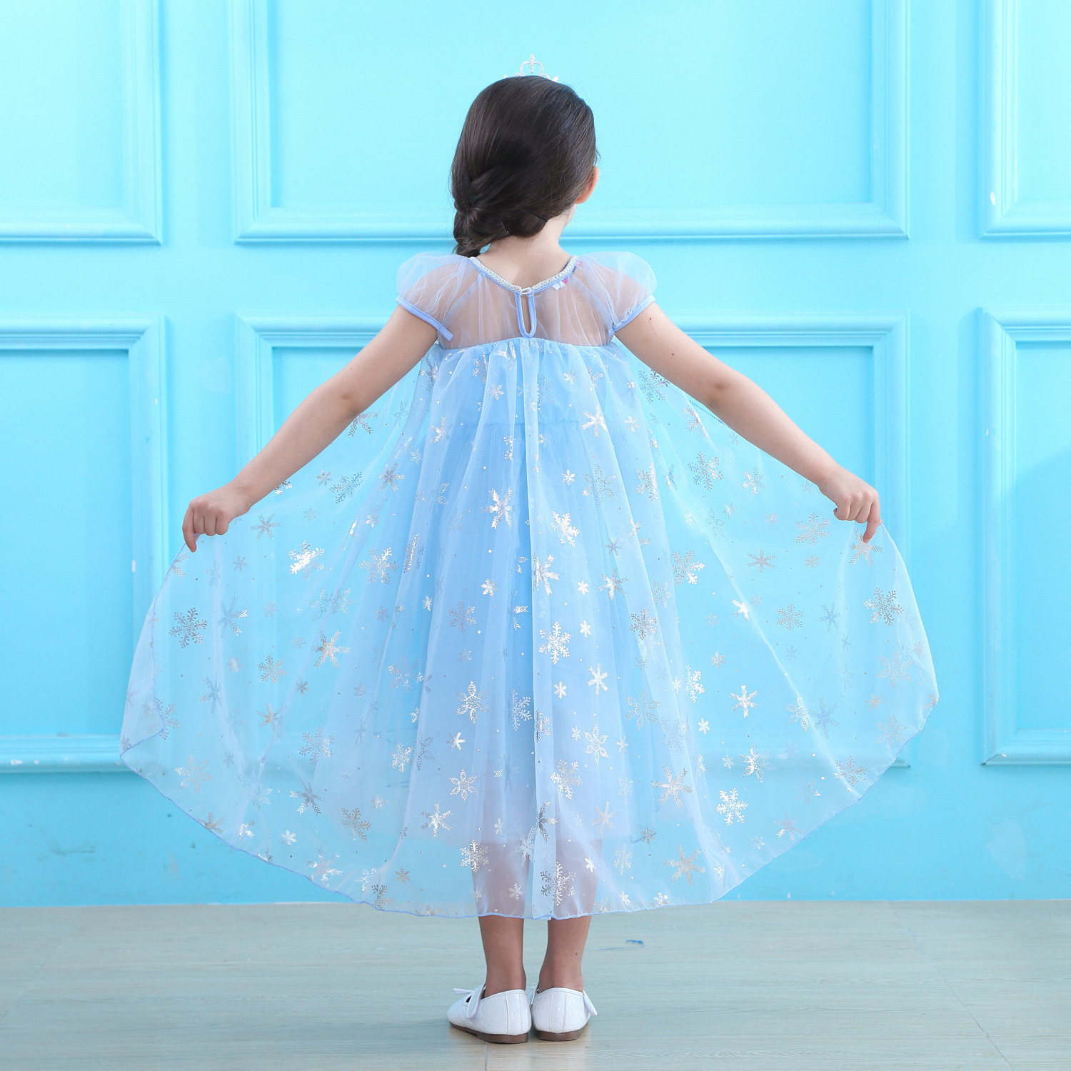 Girls Elsa Princess Elsa Anna Fashion Kids Costume Cosplay Costume Halloween Children Dress With Cape Dress 3-10 Year