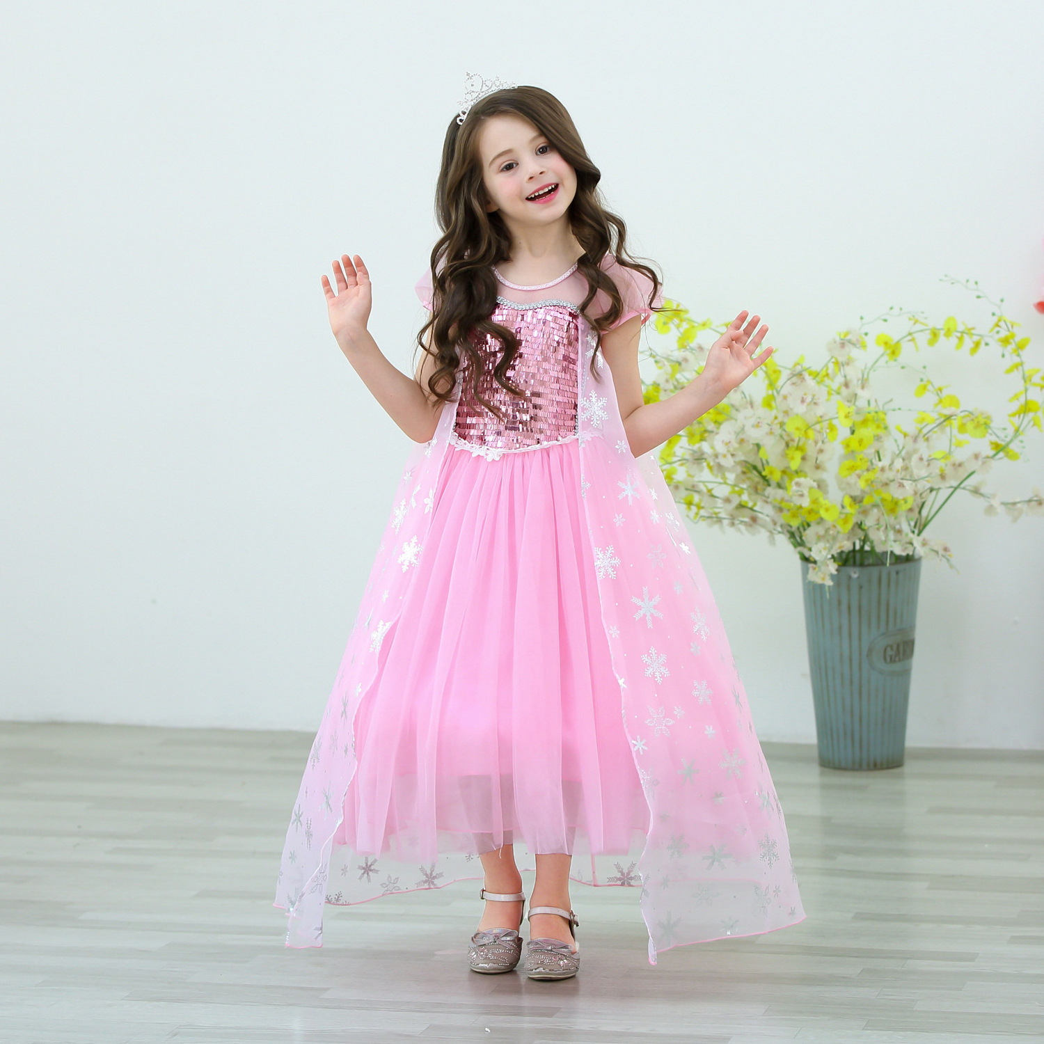 Girls Elsa Princess Elsa Anna Fashion Kids Costume Cosplay Costume Halloween Children Dress With Cape Dress 3-10 Year