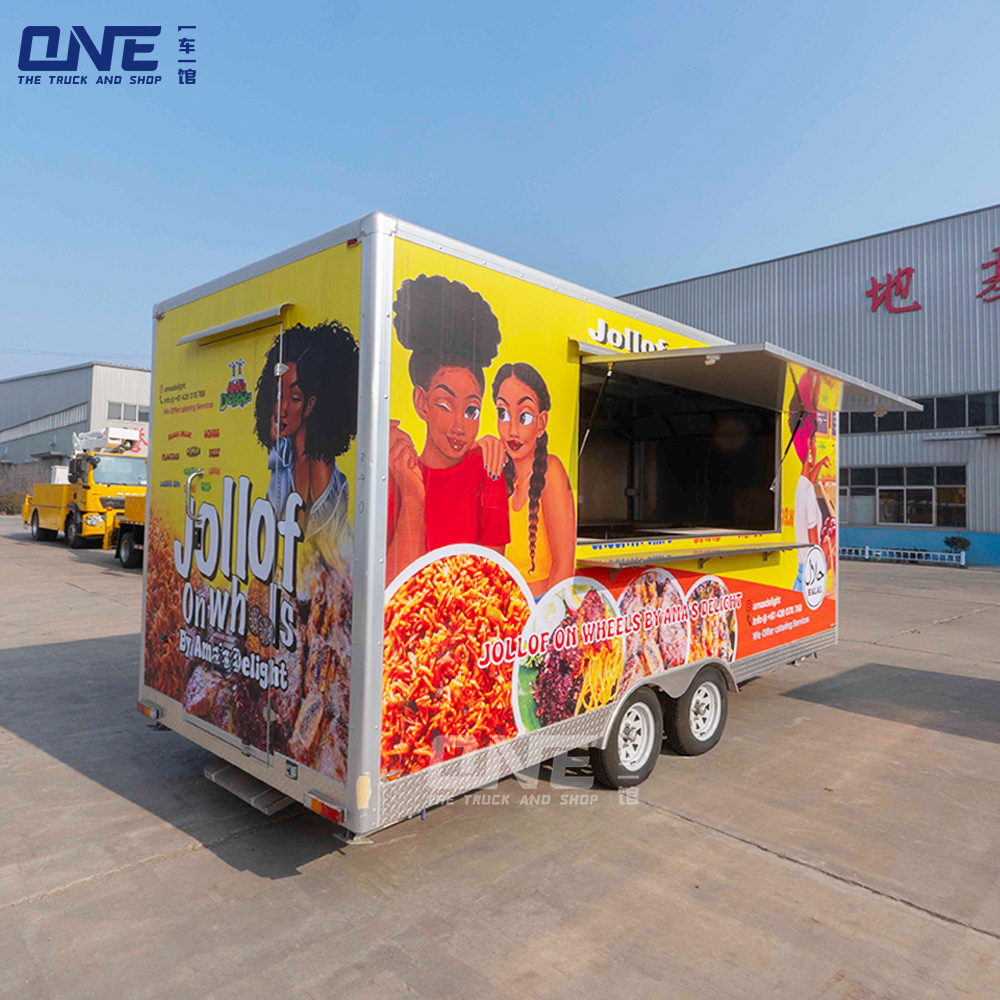 ONE  Custom mobile pizza hot dog BBQ fast food trailer fully equipped mobile salon food truck with full kitchen