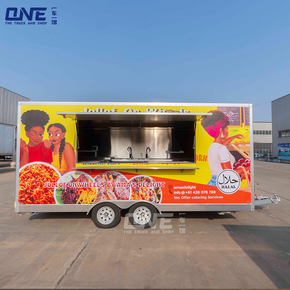 ONE  Custom mobile pizza hot dog BBQ fast food trailer fully equipped mobile salon food truck with full kitchen