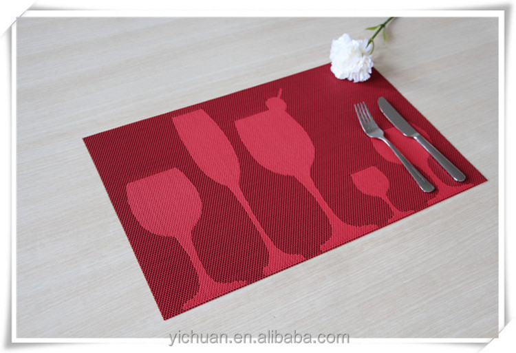 Jacquard rectangle clear plastic cup placemat woven vinyl table pvc placemats plate mat