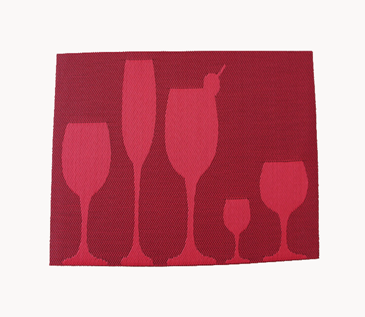 Jacquard rectangle clear plastic cup placemat woven vinyl table pvc placemats plate mat