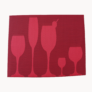 Jacquard rectangle clear plastic cup placemat woven vinyl table pvc placemats plate mat