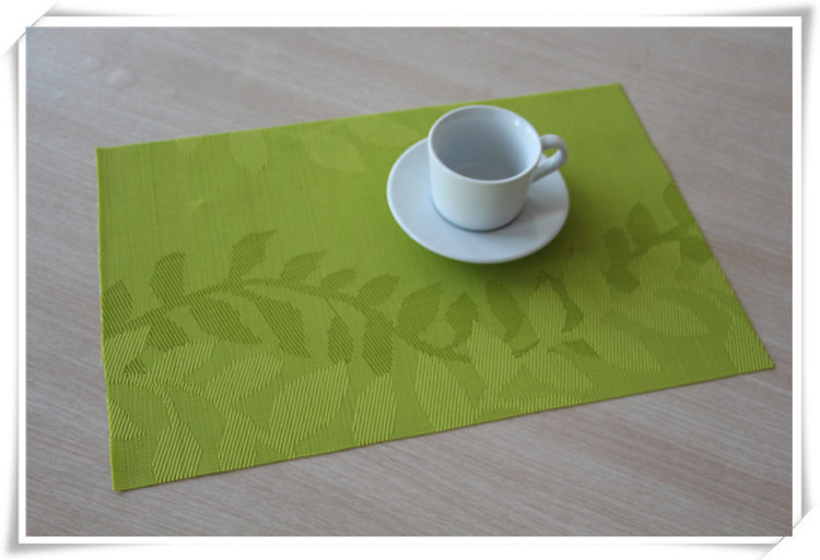 Woven Placemats High Quality Leaf Shaped Handmade Tablemats Placemat Wholesale Plastic Leaf Pvc Material Vinyl Green Table Mat