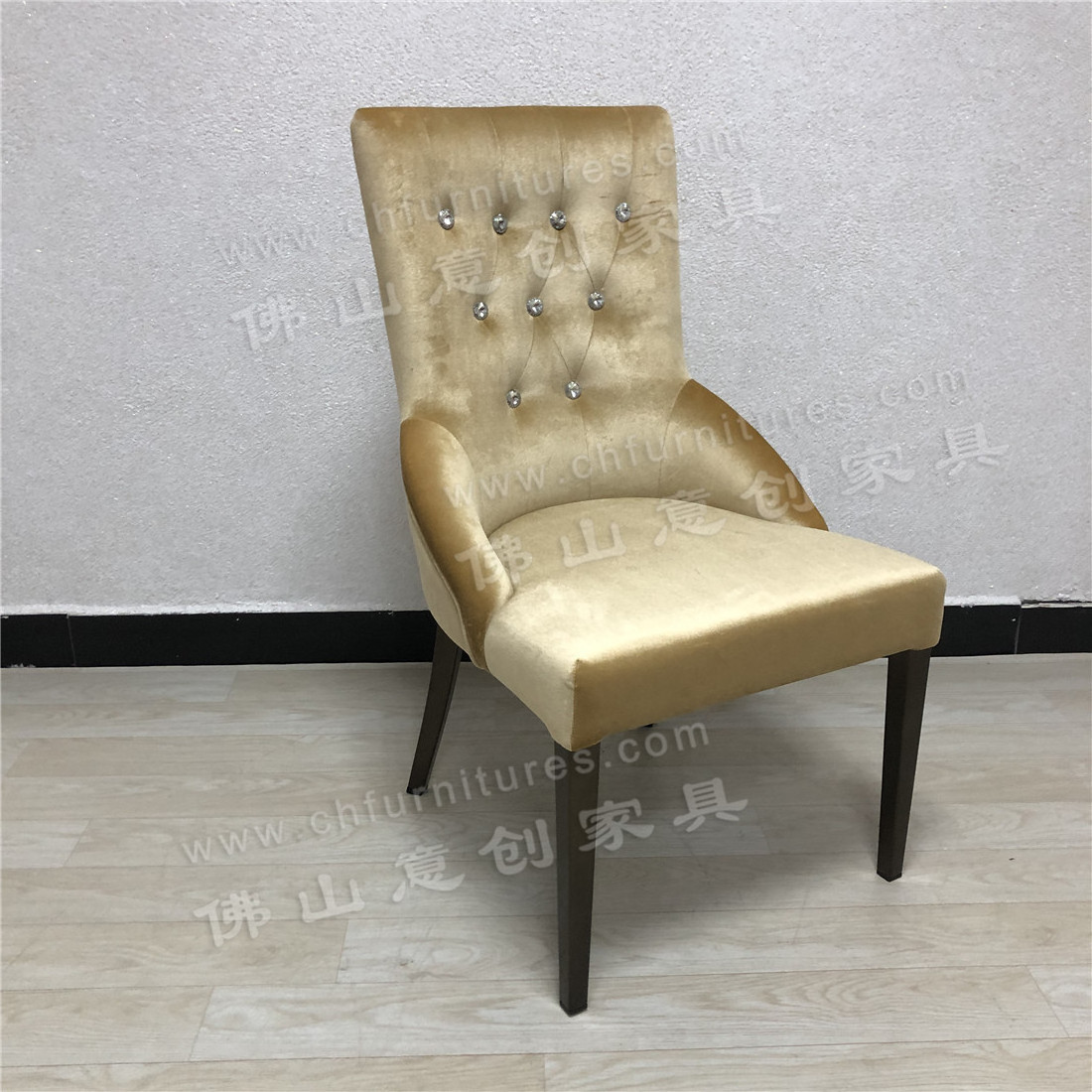 French golden royal velvet fabric luxury arm living room sitting modern hotel chairs for dining