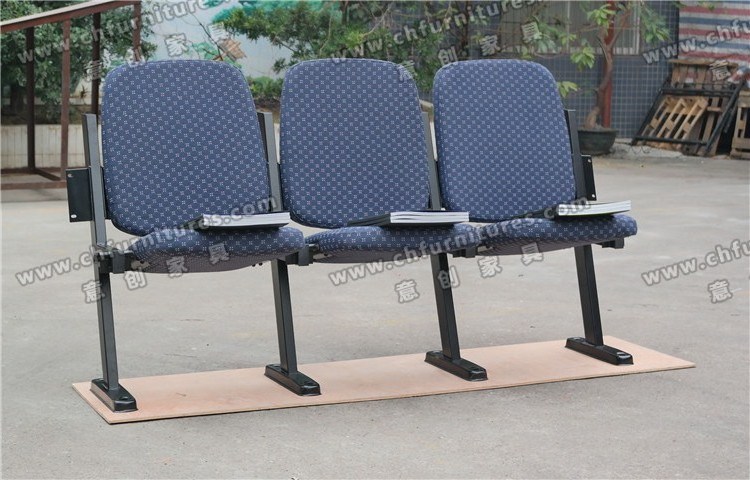 Wholesale blue fabric padded linkable metal theater auditorium seats,armless folding stadium chair