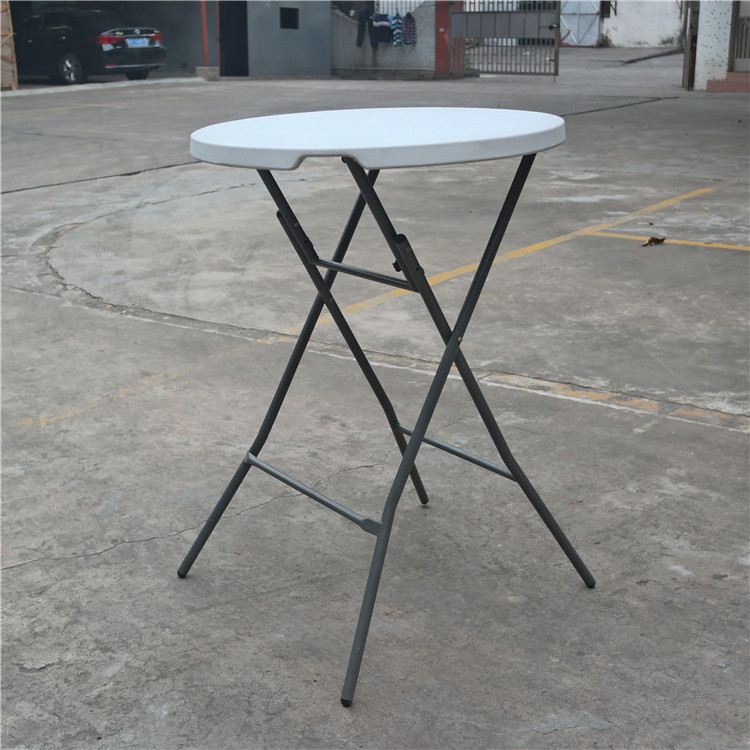 Dia 80cm round plastic high bar foldable party cocktail table