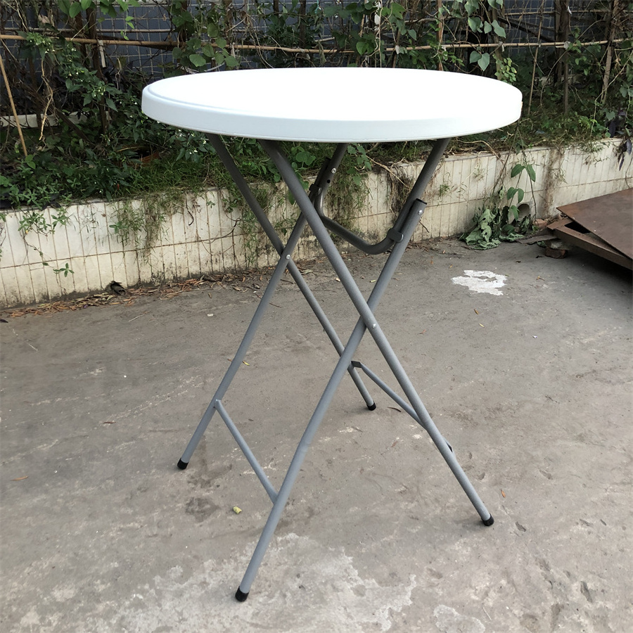 Dia 80cm round plastic high bar foldable party cocktail table