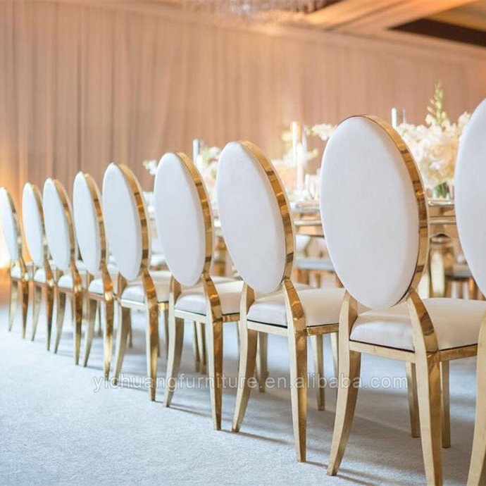 Modern stackable event party stainless steel gold wedding chair for rental