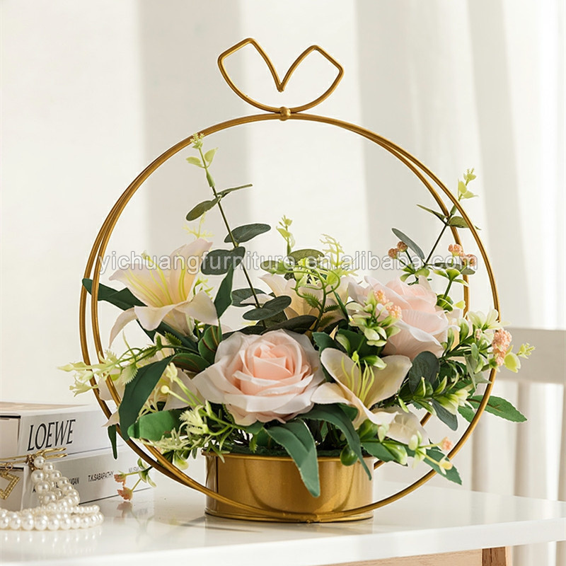 Heart shape flower stand metal gold party wedding decoration table centerpiece