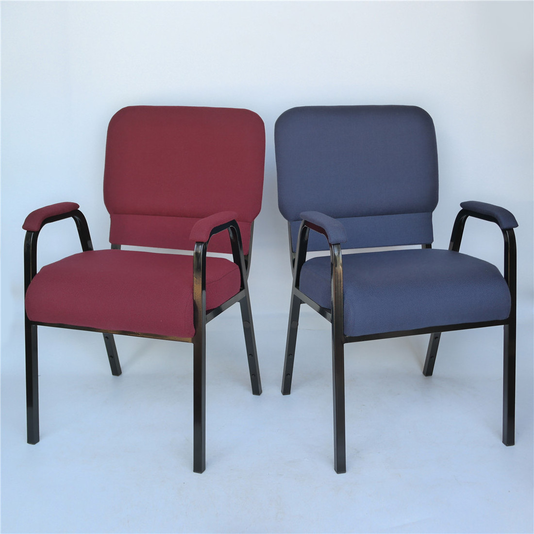 Yichuang Furniture High Quality Pew Interlocking Blue Upholstery Arm Chairs For Church