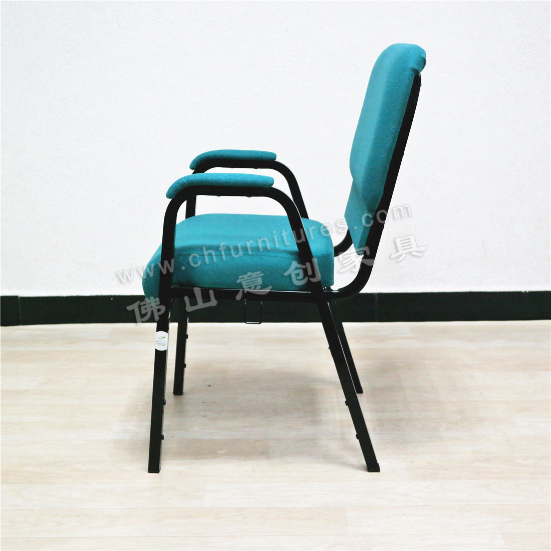 Wholesale Assembly Hall Furniture Green Gray Metal Auditorium Chair For Church With Armrest