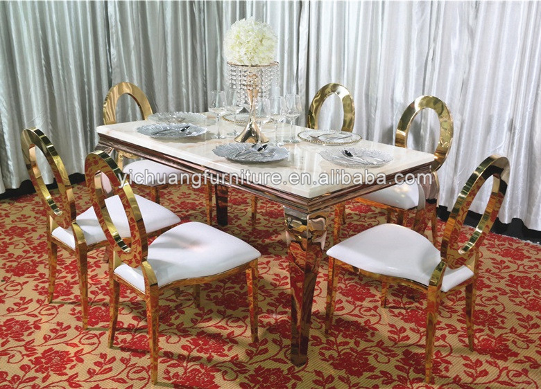 Tent Wedding Tables White Glass Stainless Steel Party Gold Banquet Dining Table