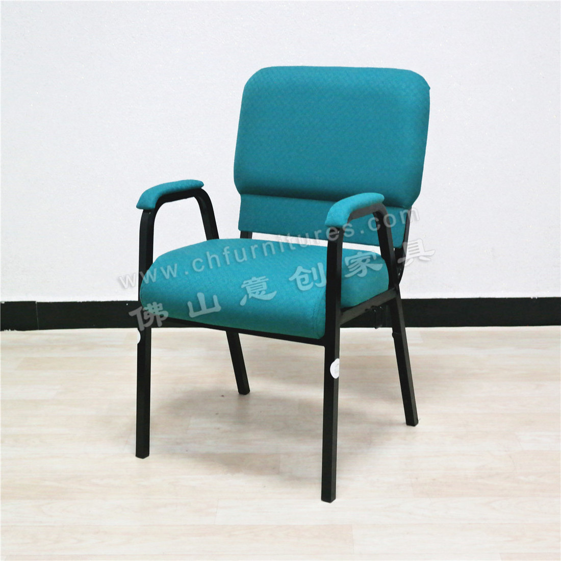 Wholesale Assembly Hall Furniture Green Gray Metal Auditorium Chair For Church With Armrest