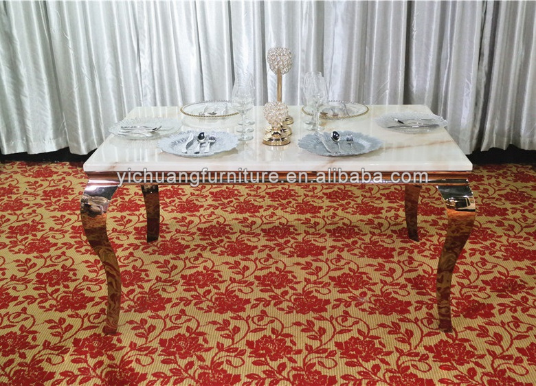 Tent Wedding Tables White Glass Stainless Steel Party Gold Banquet Dining Table