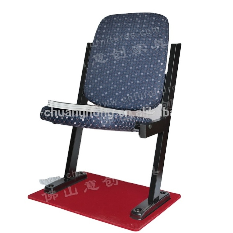 Wholesale blue fabric padded linkable metal theater auditorium seats,armless folding stadium chair