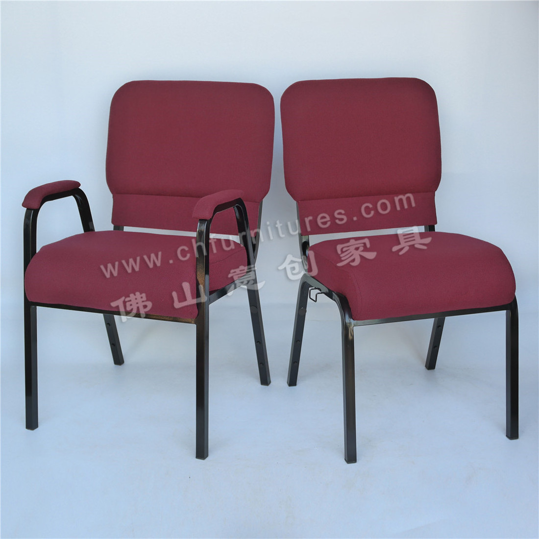 Yichuang Furniture High Quality Pew Interlocking Blue Upholstery Arm Chairs For Church