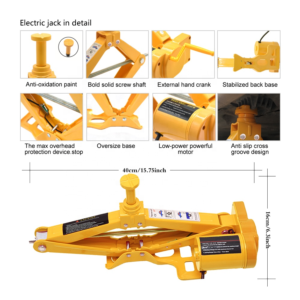 TAWA Factory Wholesale 12 Volt 3 Ton Car Lifter Jack Small Floor Lift Auto Car Scissor Jack Kit Electric Hydraulic Jack for Car