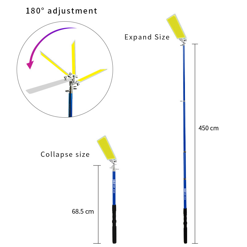 Factory Direct Outdoor Essentials Remote Control Adjustable Lighting Telescopic Fishing Rod Portable Camping Led Light