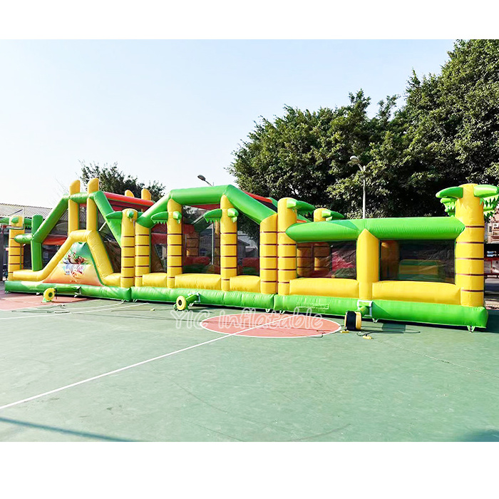 Modular Obstacle Course Jungle 19M Party Event Inflatable Obstacle Bouncer Wipeout Balls Game for Kids And Adult