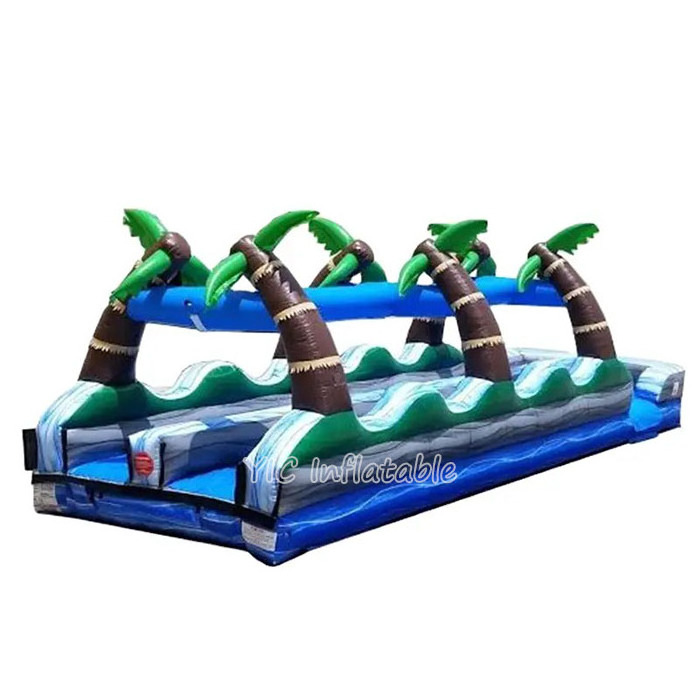 Popular Outdoor Giant Inflatable 2 in 1 Palm tree Slip N Slide Water Park With Swimming  Pool For  Summer Rental