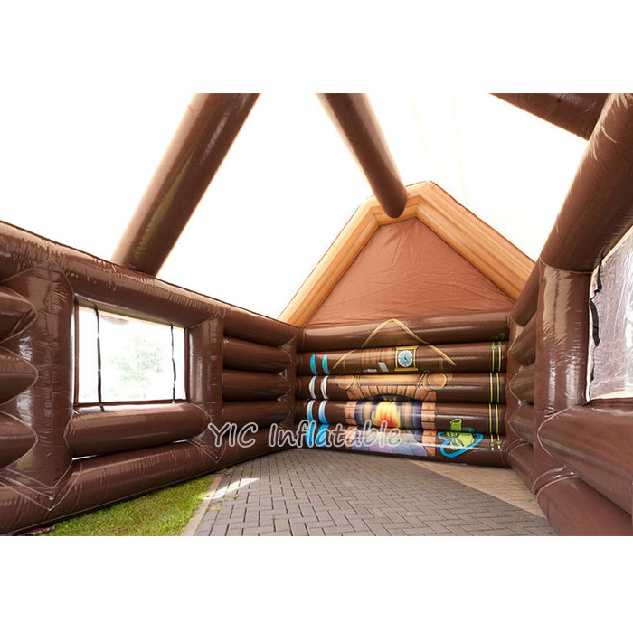 Outdoor Inflatable Christmas House Santa Grotto Tent Inflatable Wooden House Inflatable Bar For Festival Decoration