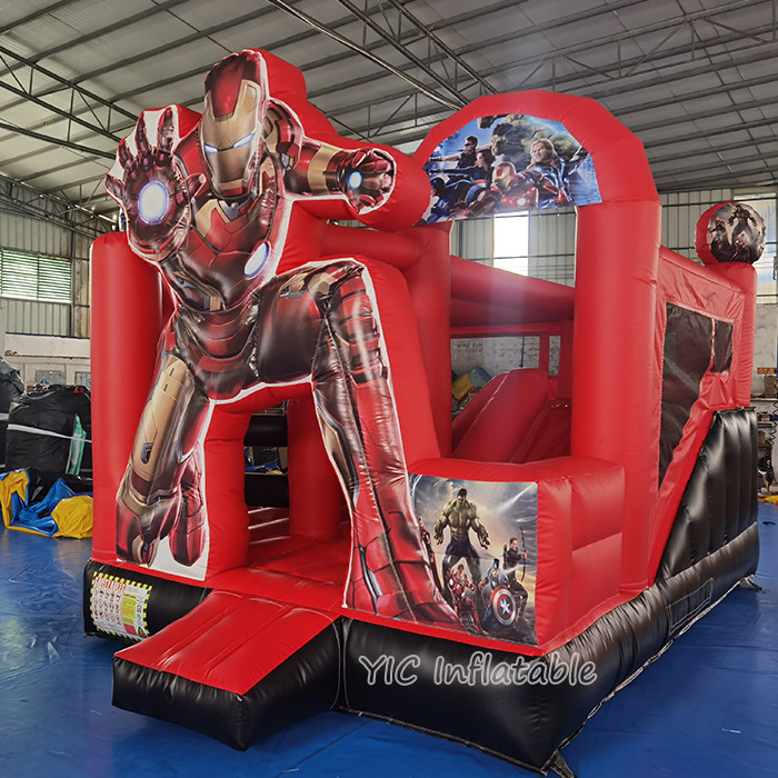 Amazing Superhero Juntos Jumping Bouncy Castle Ironman Bouncing Slide Bounce Spiderman Inflatable Bouncer House with Slide