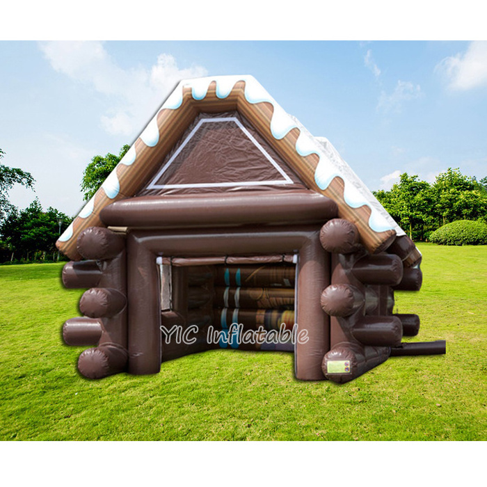 Outdoor Inflatable Christmas House Santa Grotto Tent Inflatable Wooden House Inflatable Bar For Festival Decoration