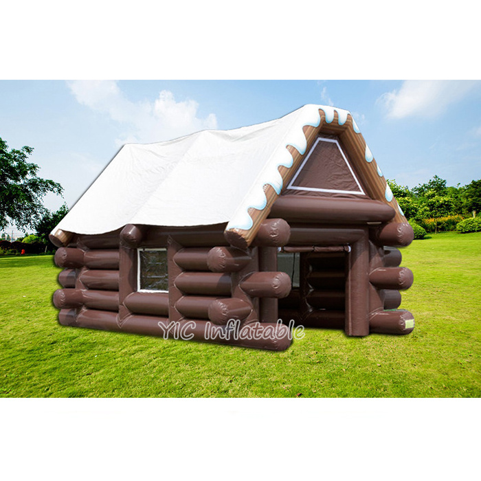 Outdoor Inflatable Christmas House Santa Grotto Tent Inflatable Wooden House Inflatable Bar For Festival Decoration