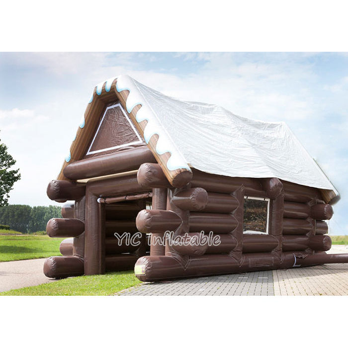 Outdoor Inflatable Christmas House Santa Grotto Tent Inflatable Wooden House Inflatable Bar For Festival Decoration