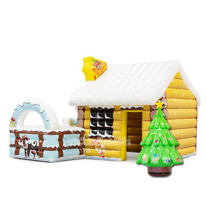 Christmas Inflatable Hut Tent Decoration Inflatable Tent Christmas Santa Claus House Cabin Cottage With Christmas Tree