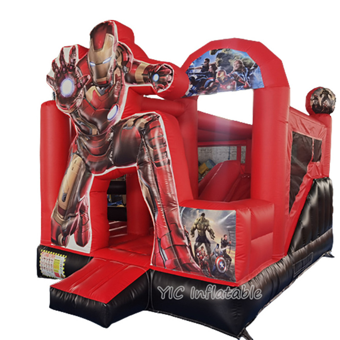 Amazing Superhero Juntos Jumping Bouncy Castle Ironman Bouncing Slide Bounce Spiderman Inflatable Bouncer House with Slide