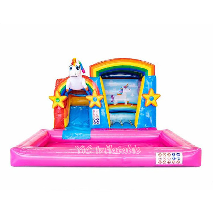 Mini Splash Bounce Unicorn Bouncy Castle Kids Combo House Inflatable Bouncer Inflatable Jumping Bouncy Castle with Pool