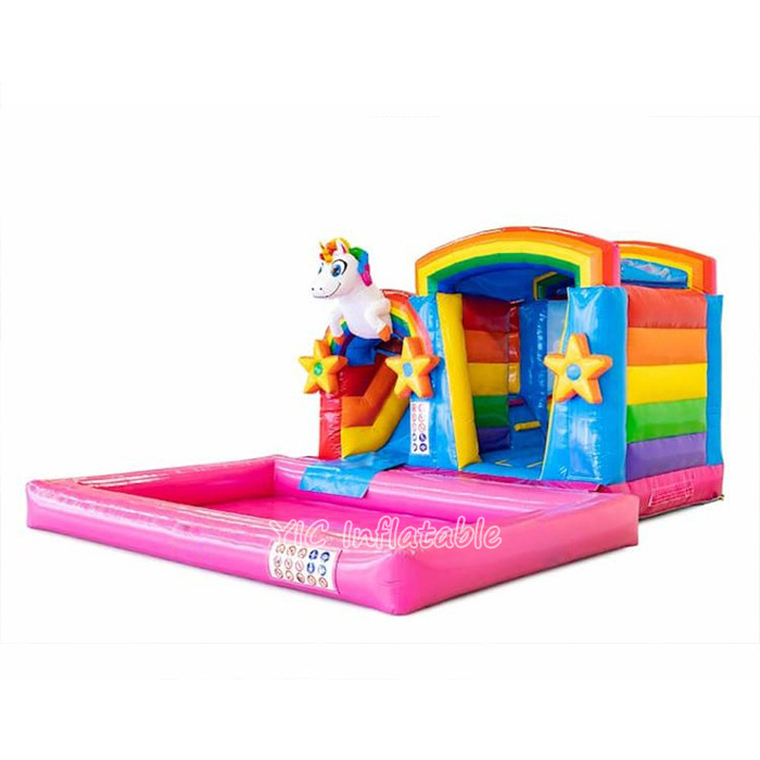 Mini Splash Bounce Unicorn Bouncy Castle Kids Combo House Inflatable Bouncer Inflatable Jumping Bouncy Castle with Pool