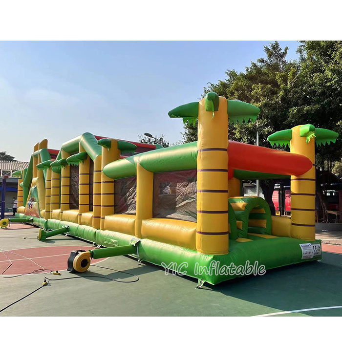 Modular Obstacle Course Jungle 19M Party Event Inflatable Obstacle Bouncer Wipeout Balls Game for Kids And Adult