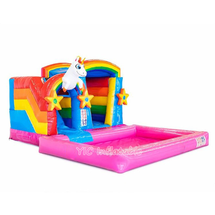 Mini Splash Bounce Unicorn Bouncy Castle Kids Combo House Inflatable Bouncer Inflatable Jumping Bouncy Castle with Pool