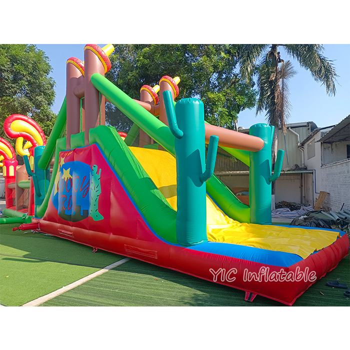 Cowboy Run Wild West Inflatable Combo Obstacles Fun Party Rentals Large Blow Up Obstacle Course for Team Event