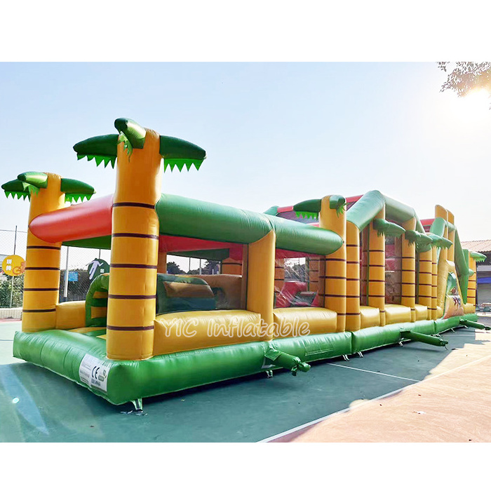 Modular Obstacle Course Jungle 19M Party Event Inflatable Obstacle Bouncer Wipeout Balls Game for Kids And Adult