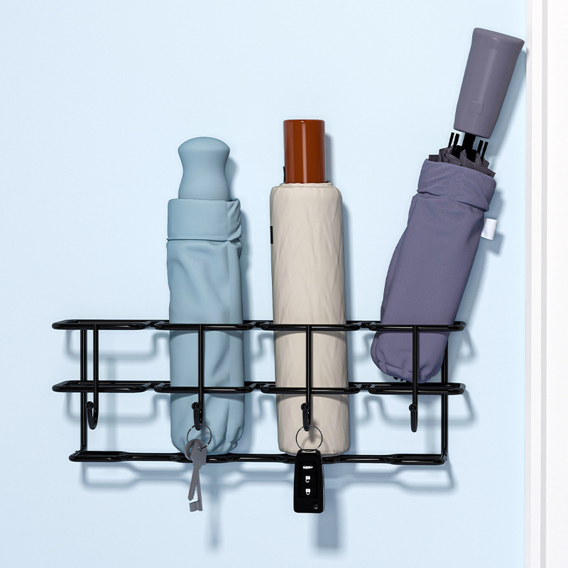 Wall-mounted umbrella storage rack for home doorway entryway