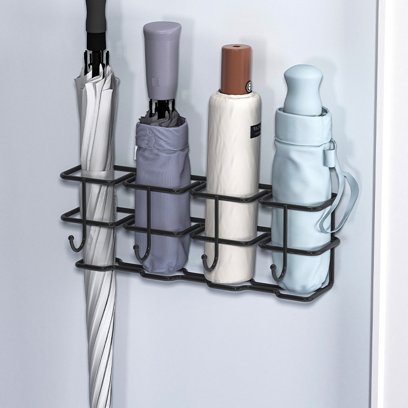 Wall-mounted umbrella storage rack for home doorway entryway